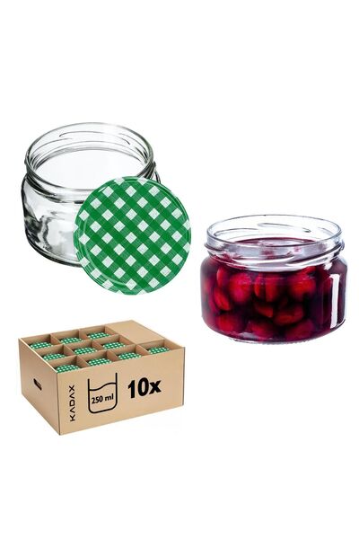 KADAX 10 buc. Borcane 250 ml pentru dulceață, gem, miere, sticlă Fi 82