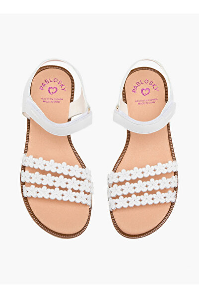 Pablosky Girls Floral Strap Hook & Loop Sandals