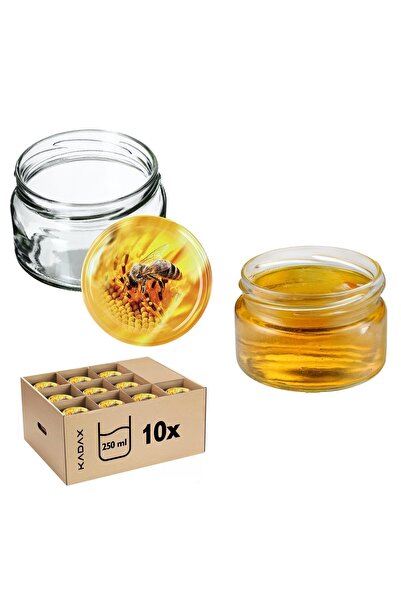 KADAX 10 buc. Borcane 250 ml pentru dulceață, gem, miere, sticlă Fi 82