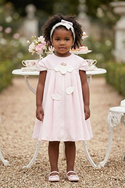 Pamina Kız Bebek Bandanalı 3D Elbise Pembe 36173