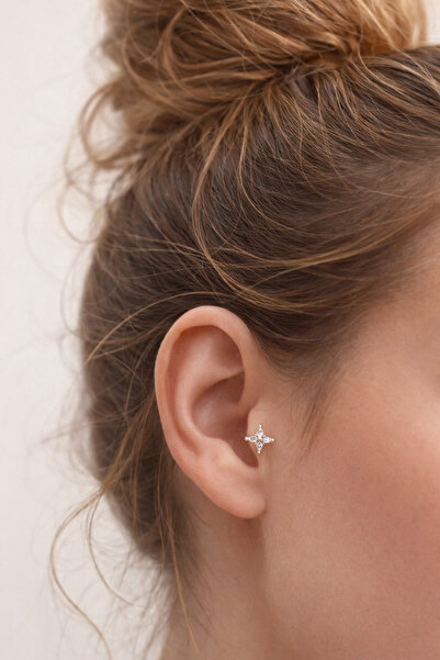 BY DİLEK ÇETİN ACCESSORY Çelik yıldız model kıkırdak helix tragus piercing(1 ...