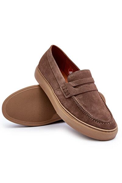 Zazoo Mocasini bărbătești din piele întoarsă 1574 bej închis 44