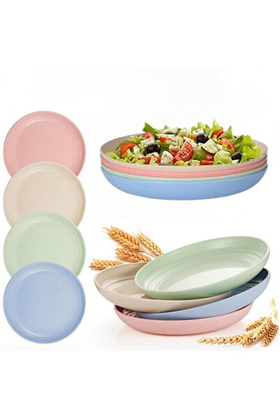 Generic 4 Pack Unbreakable Dinner Plates, Reusable Wheat Straw Plates 10 Inch...
