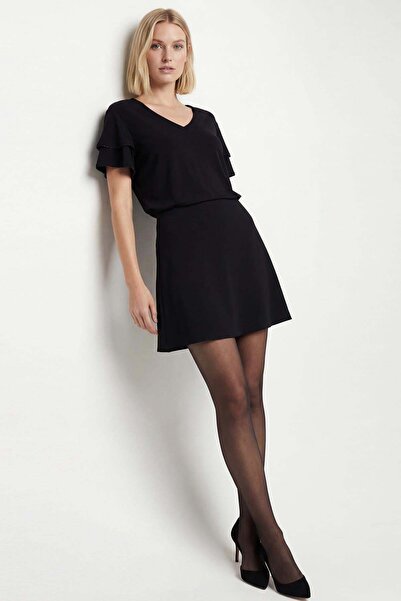 Journey V Yaka-Volan Kol Aksesuarlı, Bluz