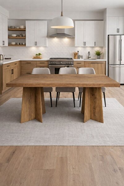 ADIM EBATLAMA Dikdörtgen Salon Yemek Masası Mantar Ayak - 36mm Kalın Kenarlı ...