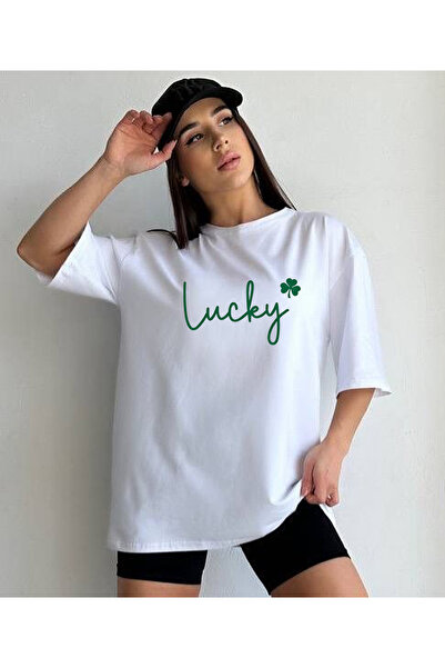 ASELİNDA Μπλουζάκι Lucky με στάμπα από βαμβάκι με στρογγυλή λαιμόκοψη σε μαύρ...