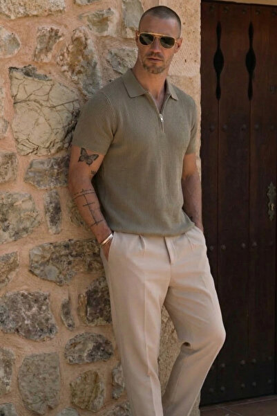 The Champ Clothing Ανδρικό πλεκτό μπλουζάκι Με υφή κοτλέ - Γιακάς πόλο, μισό ...