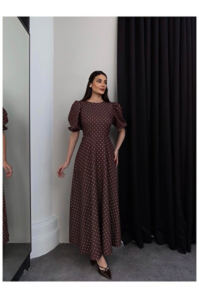 ESRAHELVACI Rochie maxi cu mâneci balon, cu buline piese