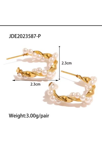 hulijewlery حلق مطلي مزين باللؤلؤ