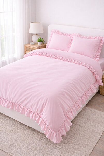 Fırfırlı Nevresim Takımı Pamuklu Kumaş Şık Yatak Odası takımı