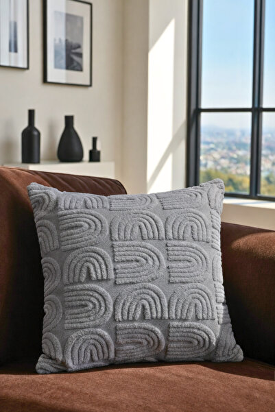 OTEXSA Ανάγλυφο Με υφή 2-θέσιο Γκρι Θήκη διακοσμητικού μαξιλαριού – Μοντέρνος...