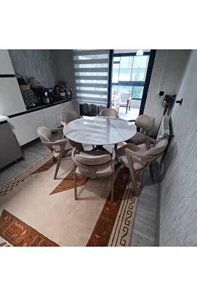 Has Grup Masa Sandalye Bohem Poselen 6 Kişilik Masa Sandalye Takımı