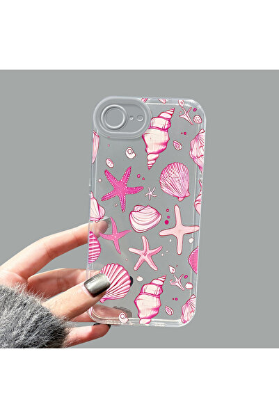 ucuc iPhone 16e Uyumlu Kamera Korumalı Anti-Darbe Estetik Baskı Desenli Şeffa...