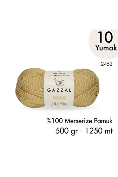 Gazzal Giza 2452 Merserize Pamuk El Örgü İpliği 500 gr