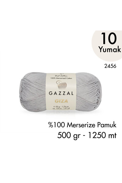 Gazzal Giza Premium Mercerized Cotton Hand Knitting Yarn 10 Pack 500 Gr 2456