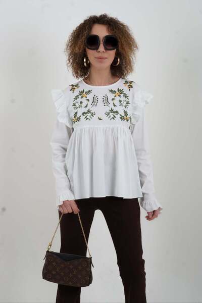 Zelish My Sister Πράσινο Κεντητό Πουκάμισο