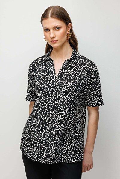 ON Printed Short Sleeve Plus Size Blouse