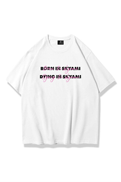 Trendiz Unisex Born in Skyami Tshirt Beyaz