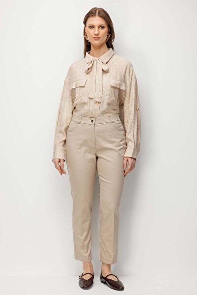 Ekol High Waist Slim Leg Trousers