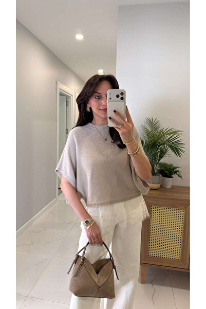 BİRCANÇİL Πλεκτό πουλόβερ Cesidra με δαντέλα στο τελείωμα της φούστας