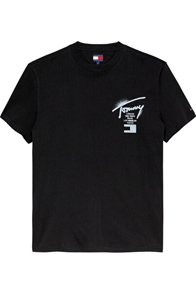 Tommy Hilfiger TJM REG CITY SIGN SS TEE EXT Erkek Siyah T-Shirt - DM0DM22553