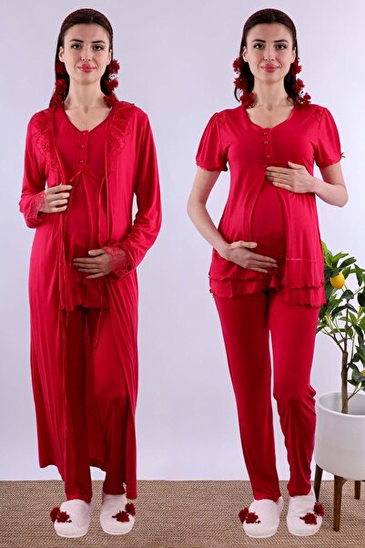 ByLohusa طقم بيجامة للحوامل والمرضعات مكون من قطن قطع من Effortt - فيشين