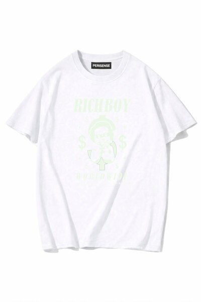 PERISENSE تي شيرت للجنسين للنساء/الرجال مطبوع 100% قطن ممشط فاخر مقاس كبير قطن