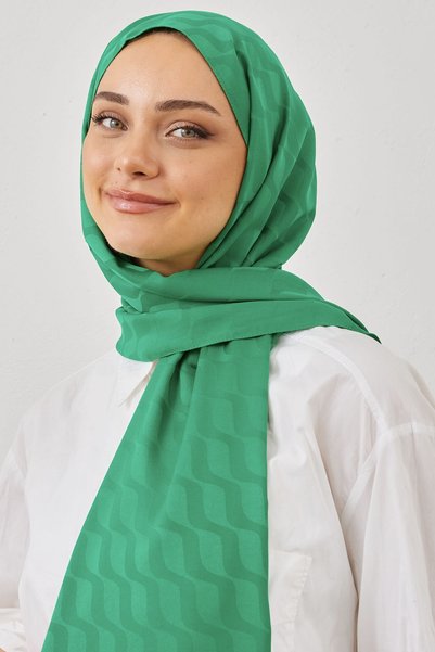 InStyle Water Pattern Silky Jacquard Shawl - Green