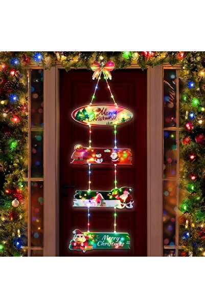 NO BRAND Iluminat de Crăciun cu baterie pentru exterior, cununiță de Crăciun ...