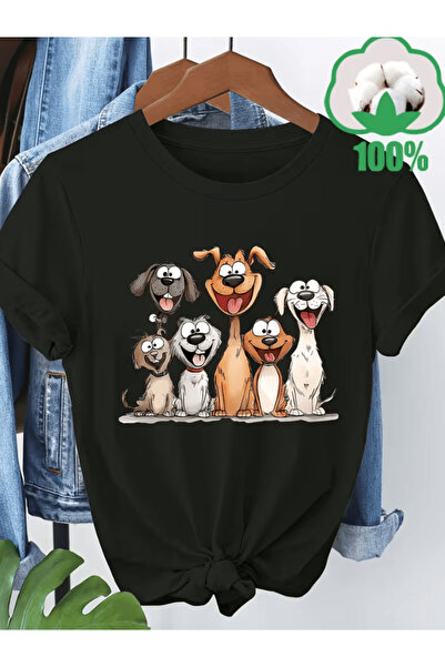 gencerco Χαριτωμένο μπλουζάκι Cartoon Dog με τύπωμα Premium oversized