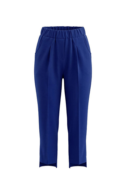 Sentez بنطلون نسائي قصير من الأمام بخصر مطاطي - أزرق بلون الكوبالت أزرق