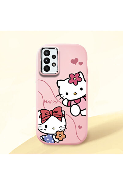 Hontinga Samsung Galaxy A23 Uyumlu Kamera Korumalı Pembe Yumuşak Silikon Tele...