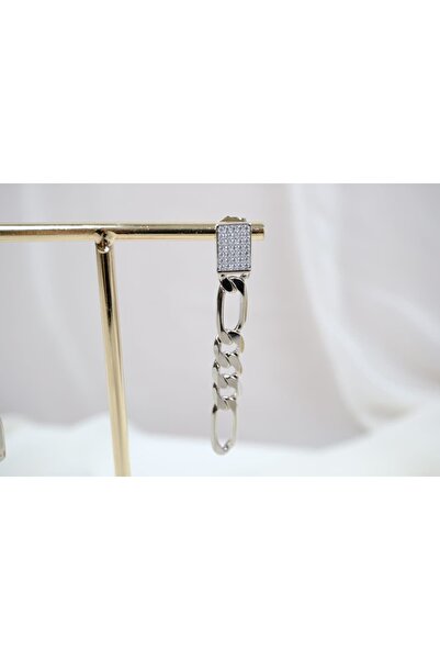 ATELİER TUĞBA Kp263 Stone-Detail Gurbet Chain Earrings Silver (Length 58 mm)