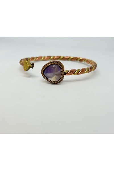 Tasarım Natural Stone Copper Bracelet Handmade Braided Model Unisex Copper Bracelet