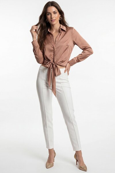 Journey Önden Düğmeli-Bağcıklı Saten Bluz