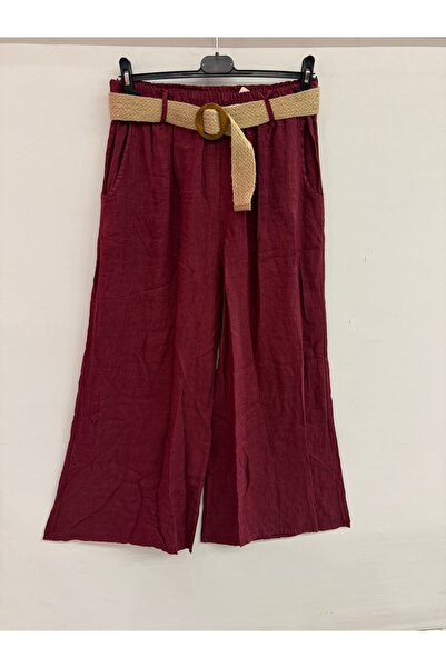 della moor Women's Burgundy Italian Wicker K Belt I Elastic Waist B Wide-Leg ...