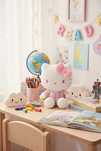 SANRIO Lisanslı Hello Kitty Oturan 35 cm Peluş Oyuncak