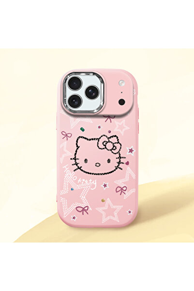 Hontinga iPhone 17 Pro Max Uyumlu Hello Kitty Desenli Kamera Korumalı Pembe Y...