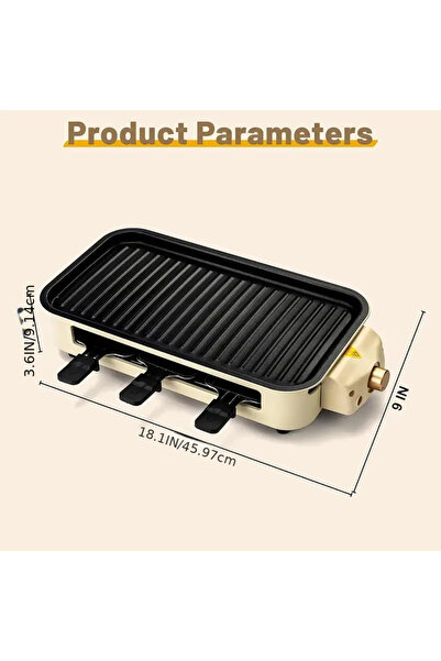 inabyte 1500W Electric Rectangular Grill Health Cooking Smokeless With Remova...