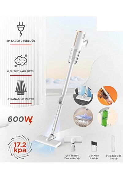 Tastech Elektrikli Dikey Süpürge 600W Vakum Süpürge Toz Torbasız Hafif Pratik...