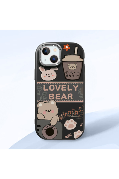 Hontinga iPhone 15 Plus Compatible Black Soft Silicone Phone Case with Camera...