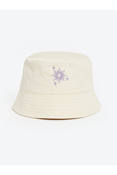 LC Waikiki LCW ACCESSORIES Ecru bestickter Bucket-Hut für Mädchen
