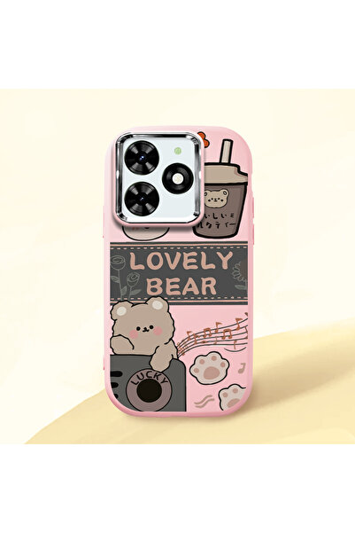 Hontinga حافظة هاتف من السيليكون الناعم باللون الوردي متوافقة مع كاميرا تكنو ...