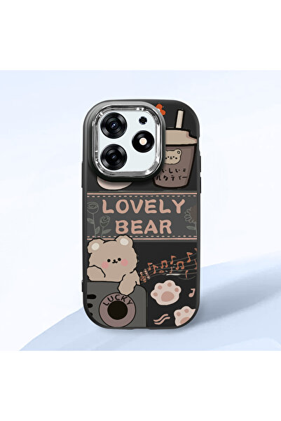 Hontinga حافظة هاتف من السيليكون الناعم باللون الأسود متوافقة مع كاميرا تكنو ...