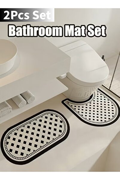 Generic 2Pcs Bathroom Mat Set Anti-Slip Toilet Foot Mat Bathroom Carpet Absor...