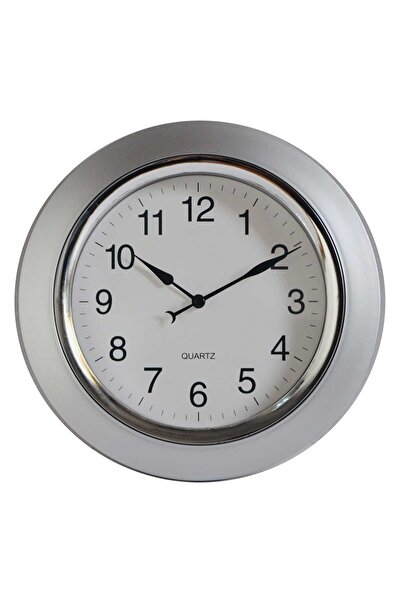 Maple Leaf Home ساعة حائط بلاستيكية، فضية، 24.2 سم، BP-R1002S