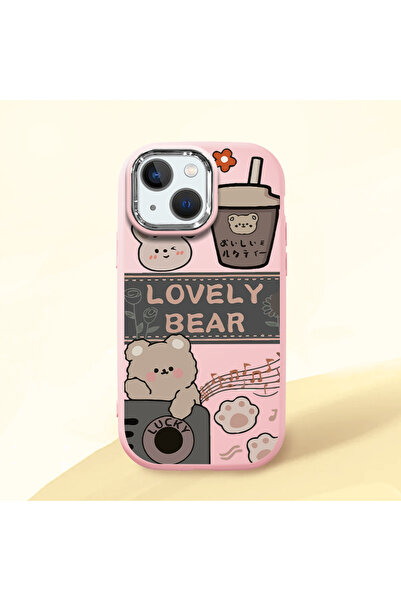 Hontinga حافظة هاتف من السيليكون الناعم باللون الوردي متوافقة مع كاميرا آيفون...