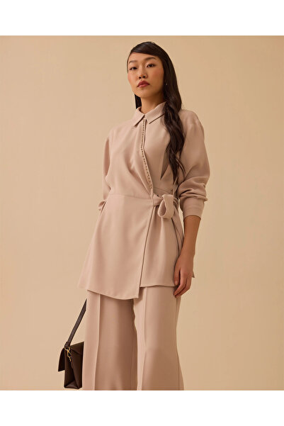 SCL Bağlama Detaylı Gömlek Yaka Tunik