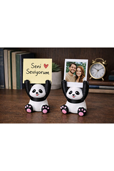 Cute Panda Photo & Note Holder 2 Piece Set – Decorative Tabletop Instax Photo Stand