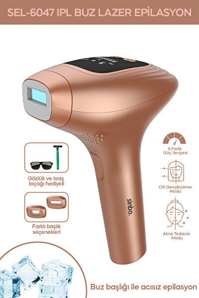 Sinbo SEL-6047 IPL Rose Gold 999.999 Atım - Buz Soğutmalı Epilasyon Cihazı – ...